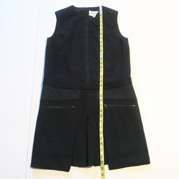 PUBLIC SCHOOL NYC Black Midi Pleated Drop Waist Sleeveless Shift Dress Womens 8 - Picture 8 of 9